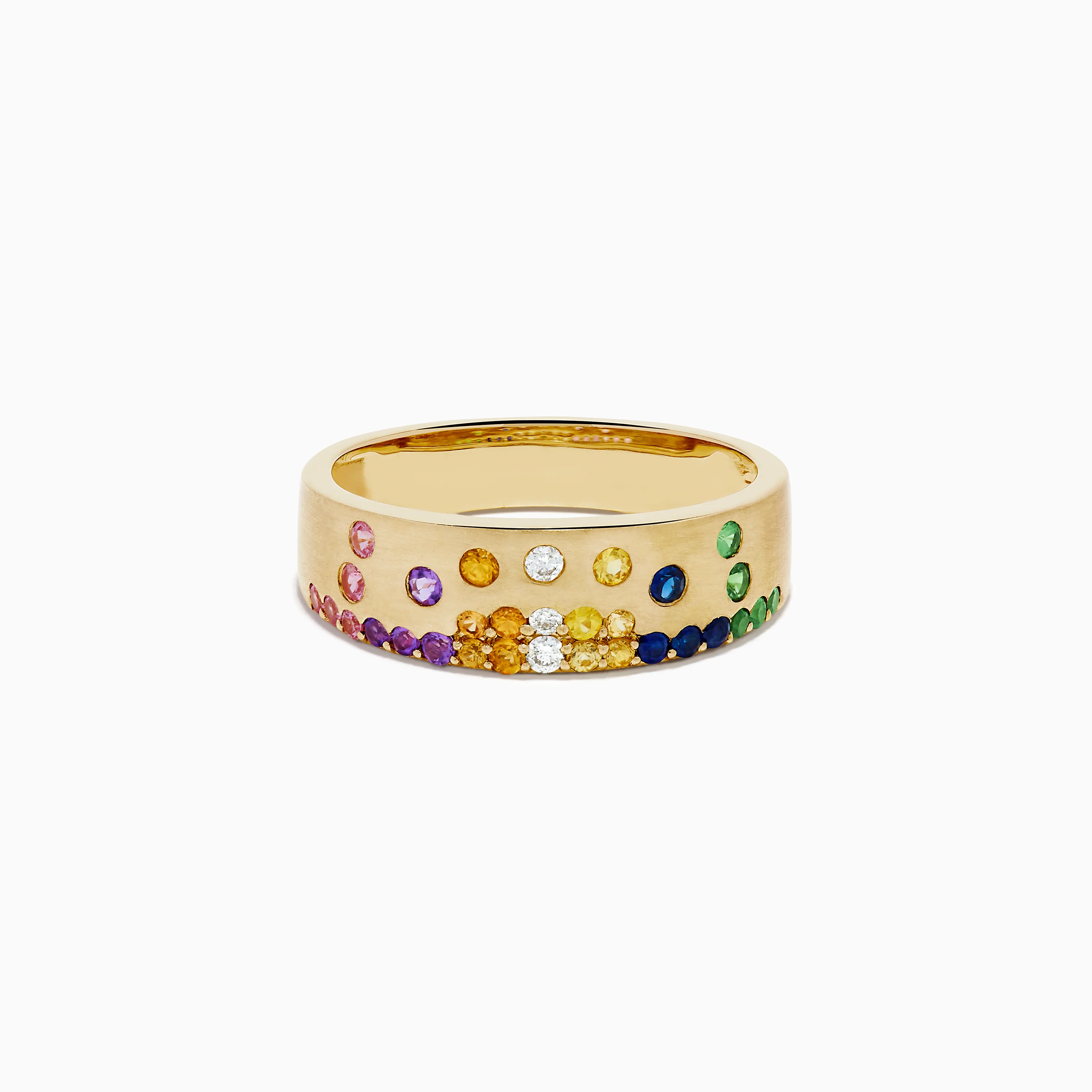 Watercolors 14K Yellow Gold Multi Sapphire and Diamond Scattered Ring
