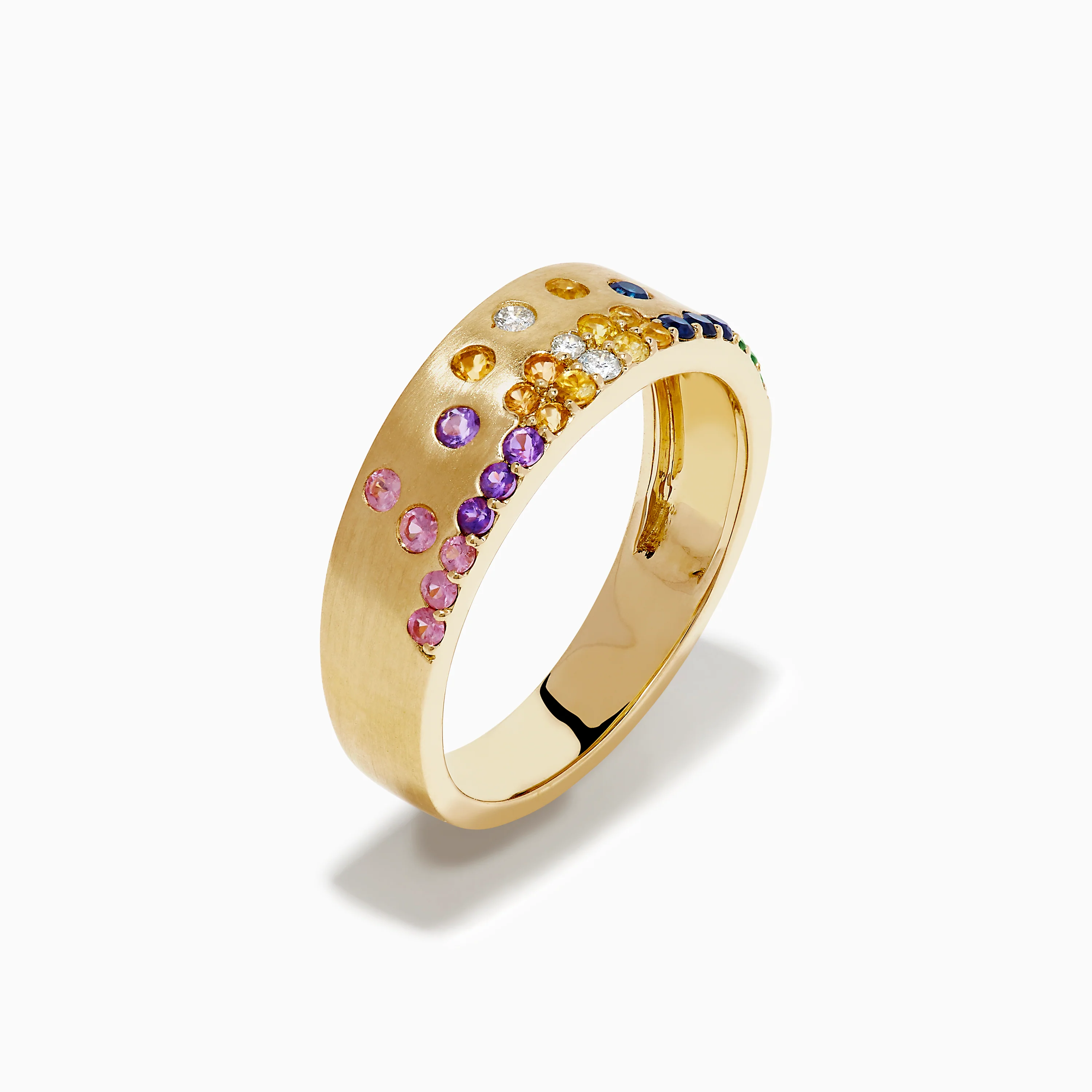 Watercolors 14K Yellow Gold Multi Sapphire and Diamond Scattered Ring - Image 4