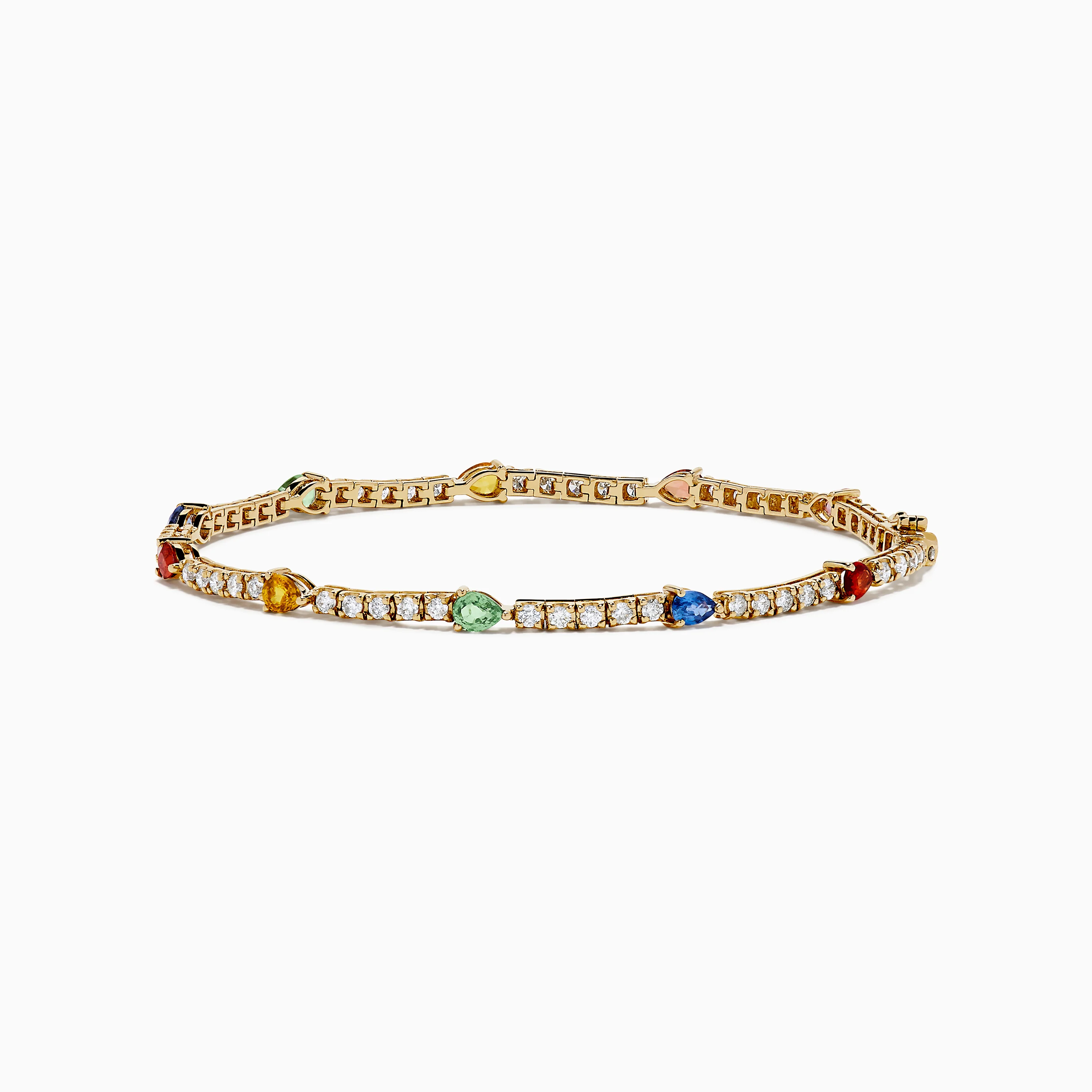 Watercolors 14K Yellow Gold Multi Sapphire and Diamond Tennis Bracelet