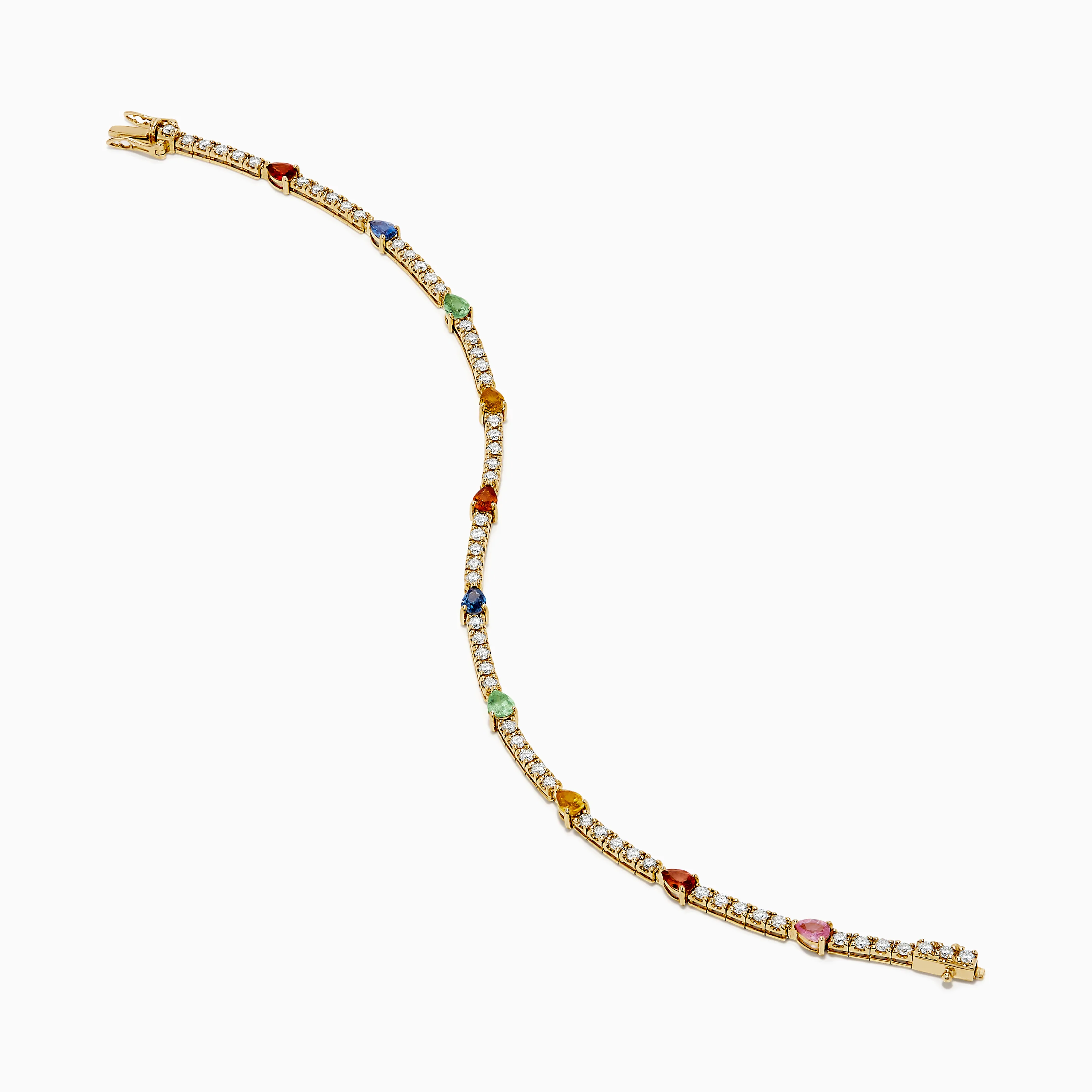 Watercolors 14K Yellow Gold Multi Sapphire and Diamond Tennis Bracelet - Image 2