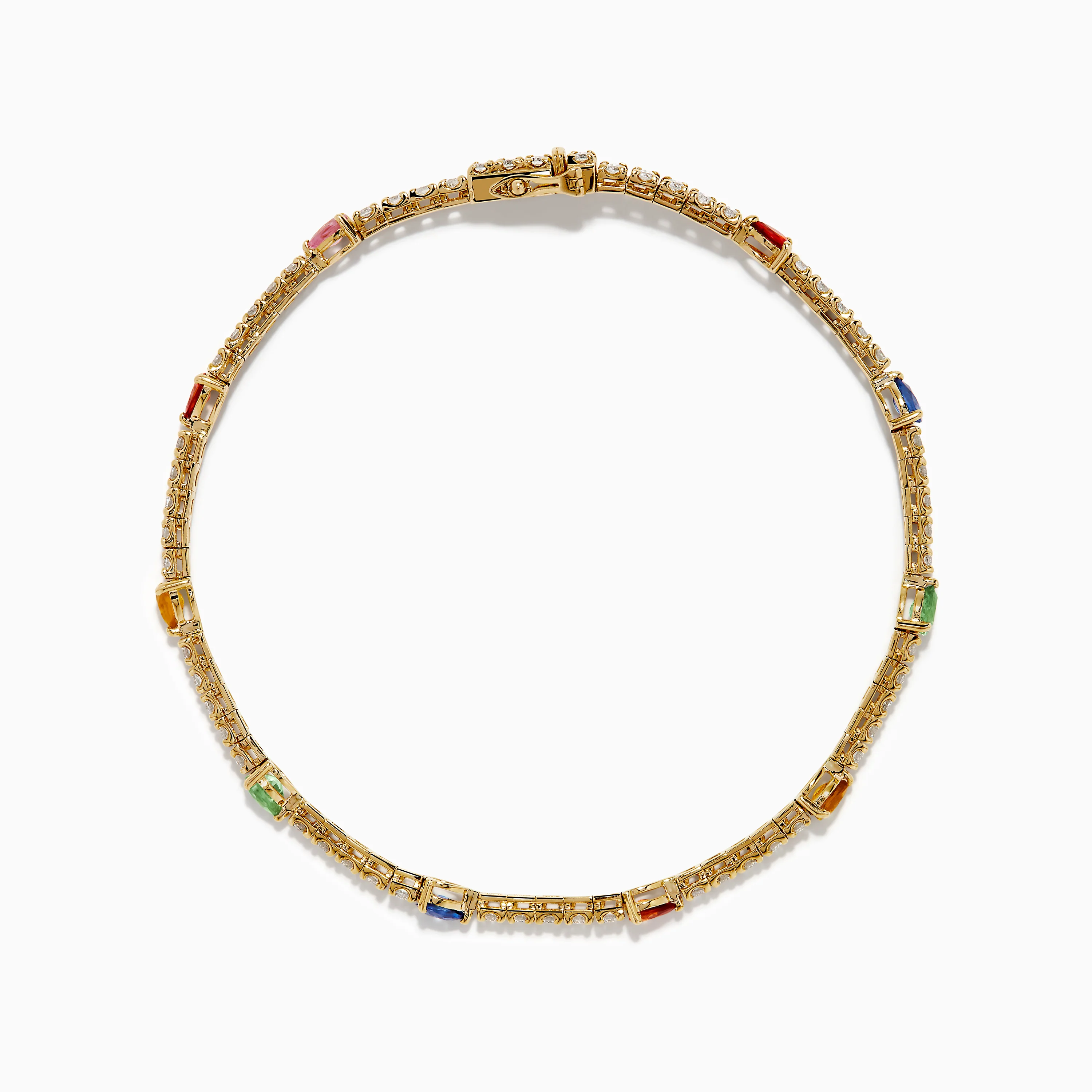Watercolors 14K Yellow Gold Multi Sapphire and Diamond Tennis Bracelet - Image 3