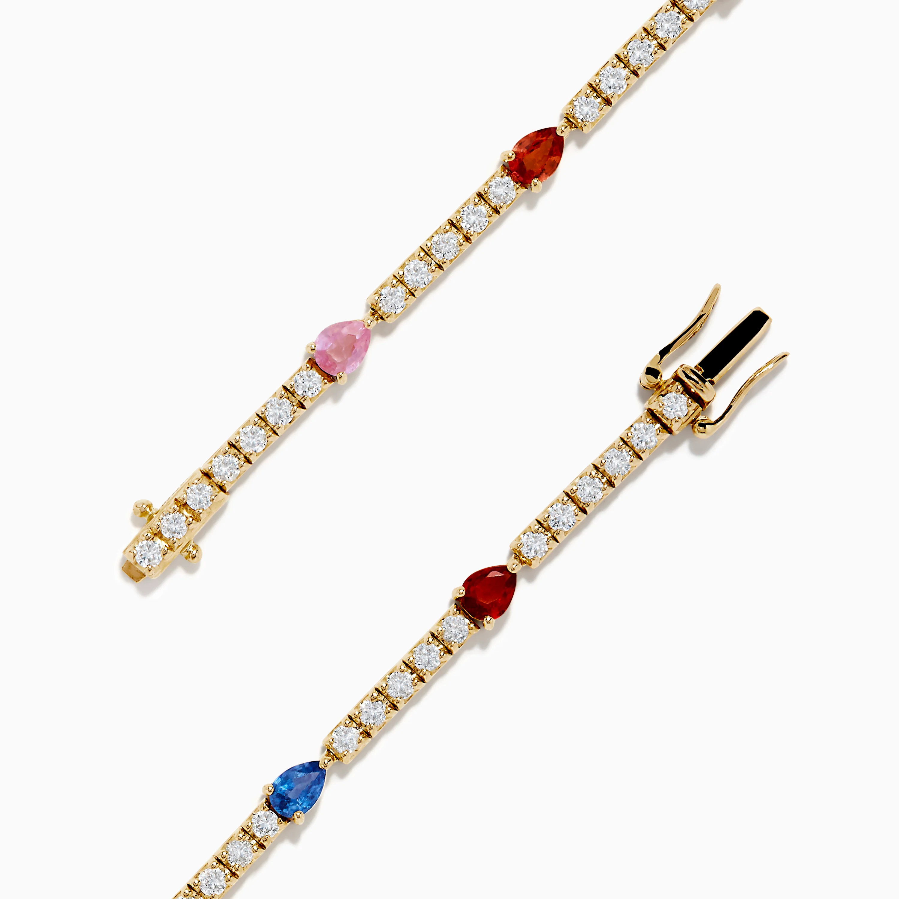 Watercolors 14K Yellow Gold Multi Sapphire and Diamond Tennis Bracelet - Image 4