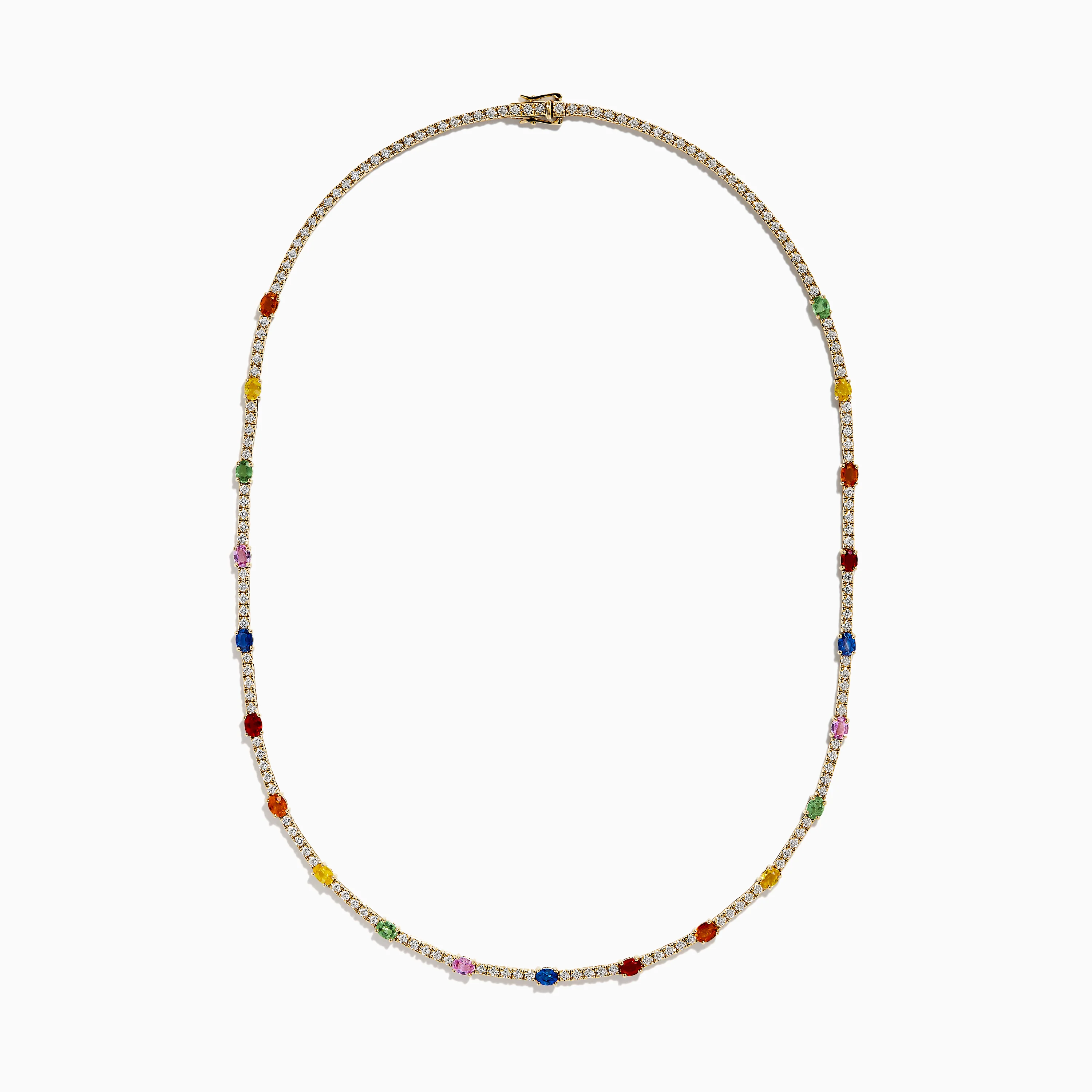 Watercolors 14K Yellow Gold Multi Sapphire and Diamond Tennis Necklace - Image 3