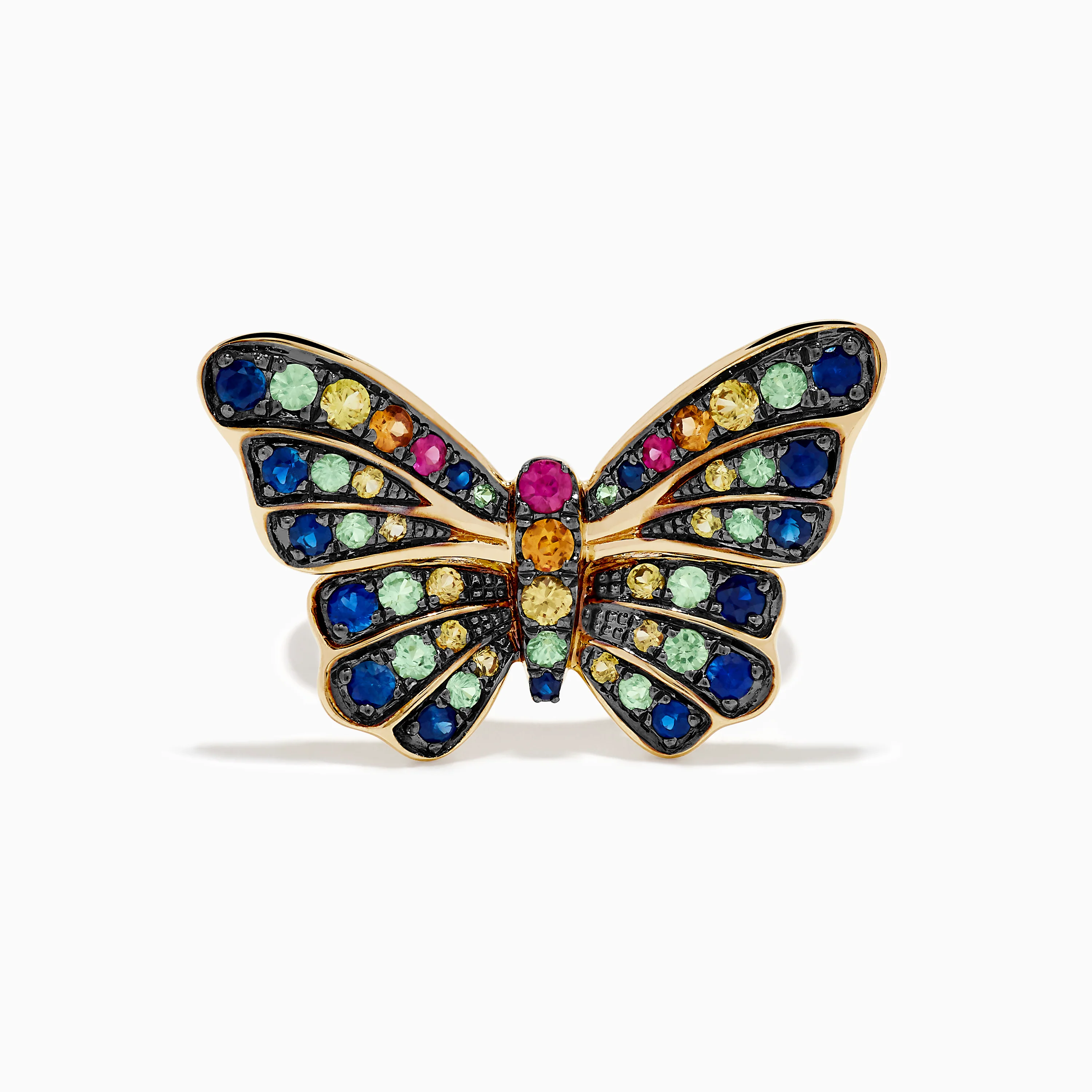 Watercolors 14K Yellow Gold Multi Sapphire Butterfly Ring