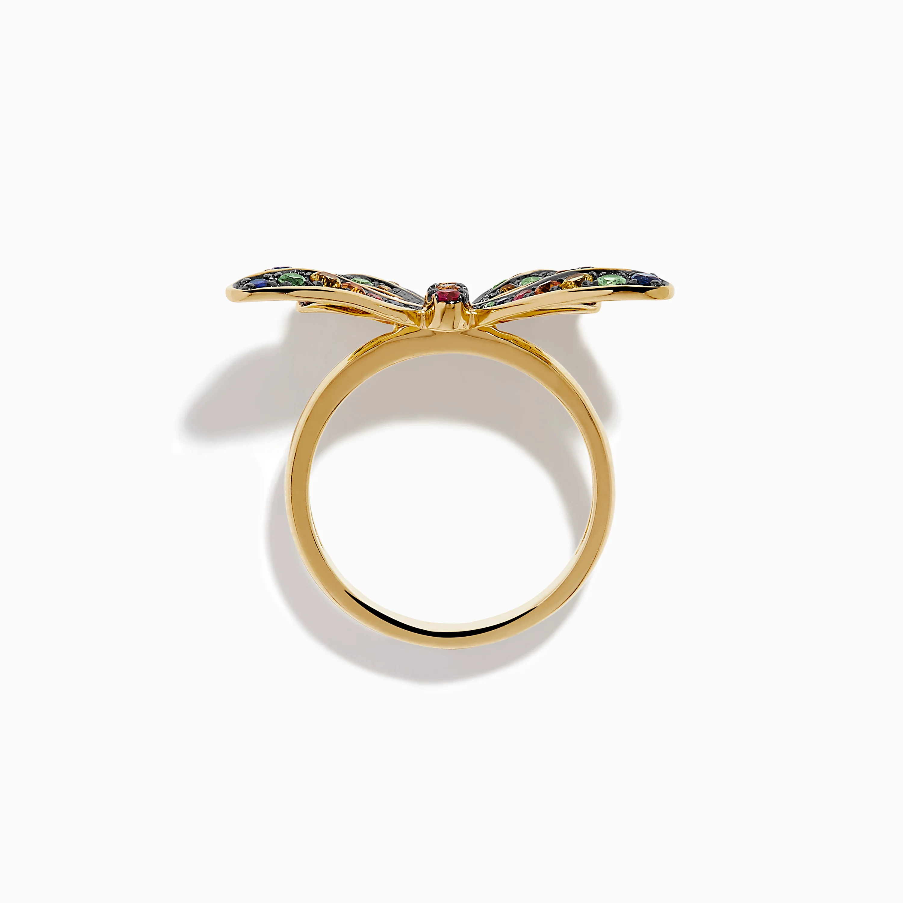 Watercolors 14K Yellow Gold Multi Sapphire Butterfly Ring - Image 3