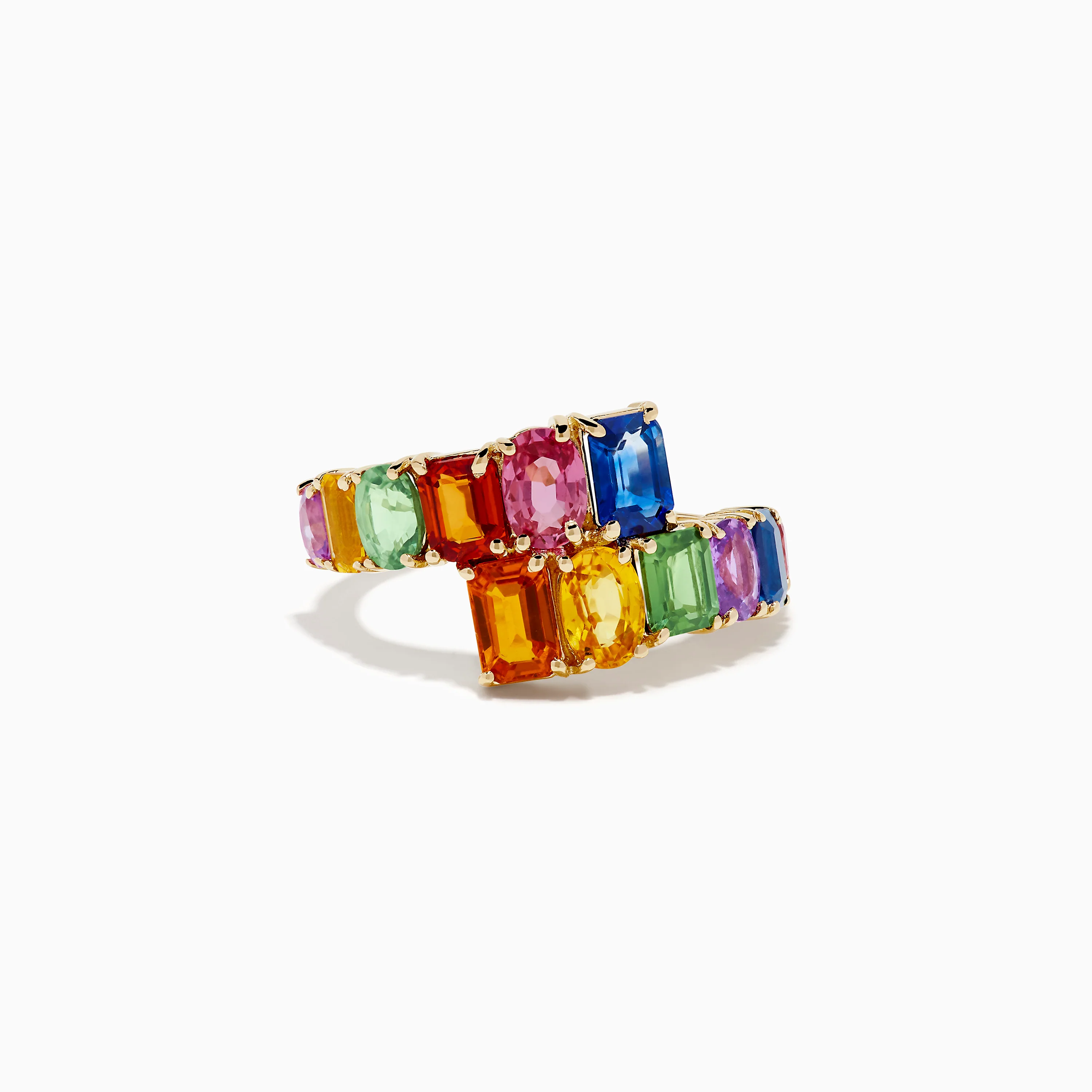 Watercolors 14K Yellow Gold Multi Sapphire Bypass Ring