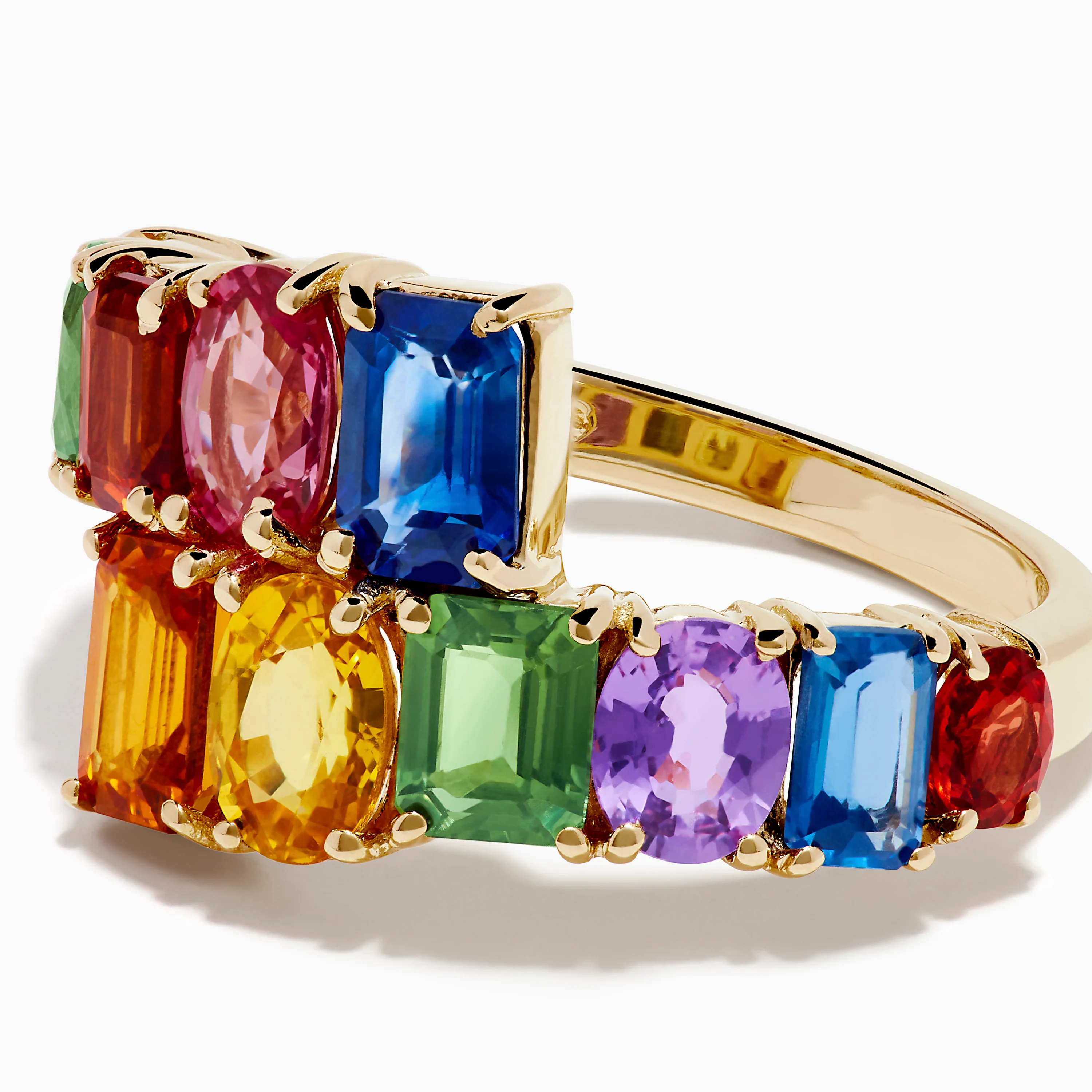 Watercolors 14K Yellow Gold Multi Sapphire Bypass Ring - Image 2