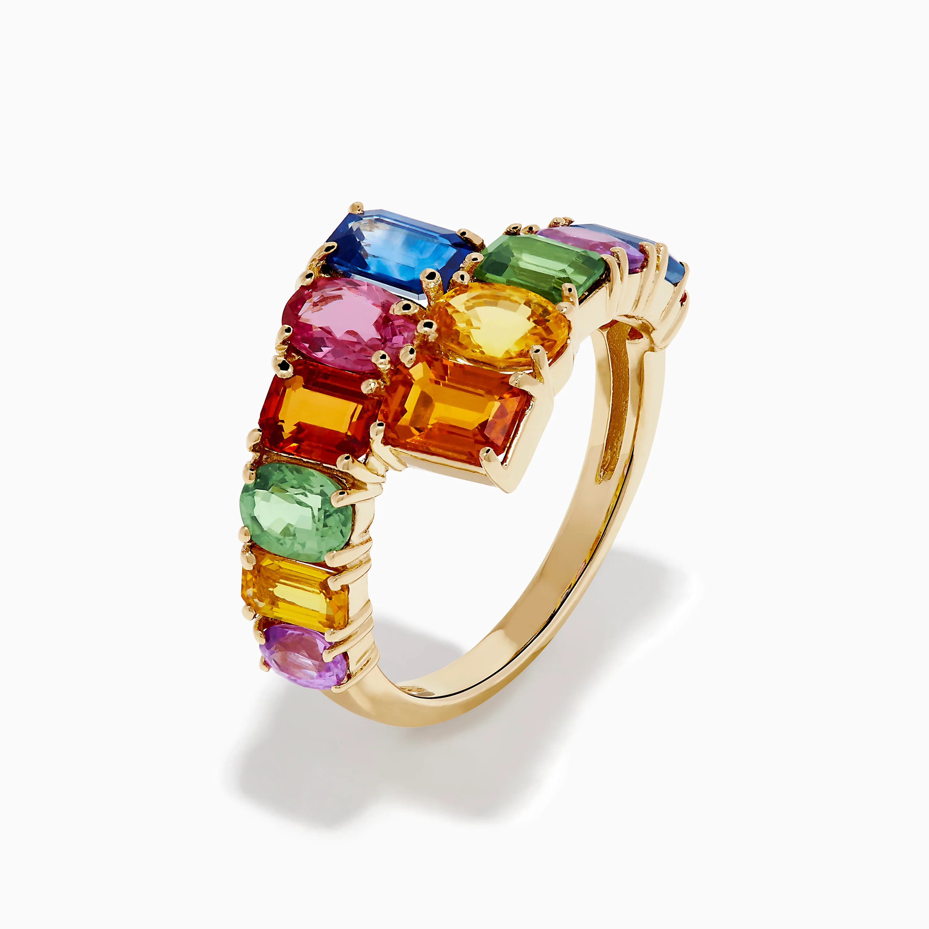 Watercolors 14K Yellow Gold Multi Sapphire Bypass Ring - Image 4