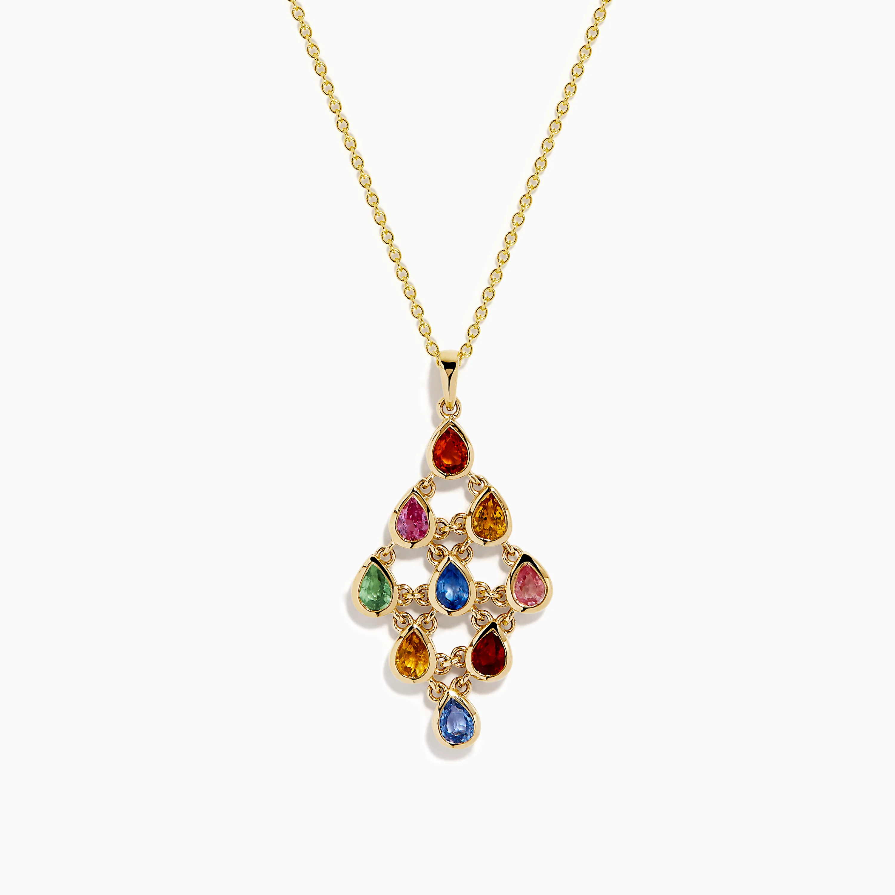Watercolors 14K Yellow Gold Multi Sapphire Chandelier Pendant