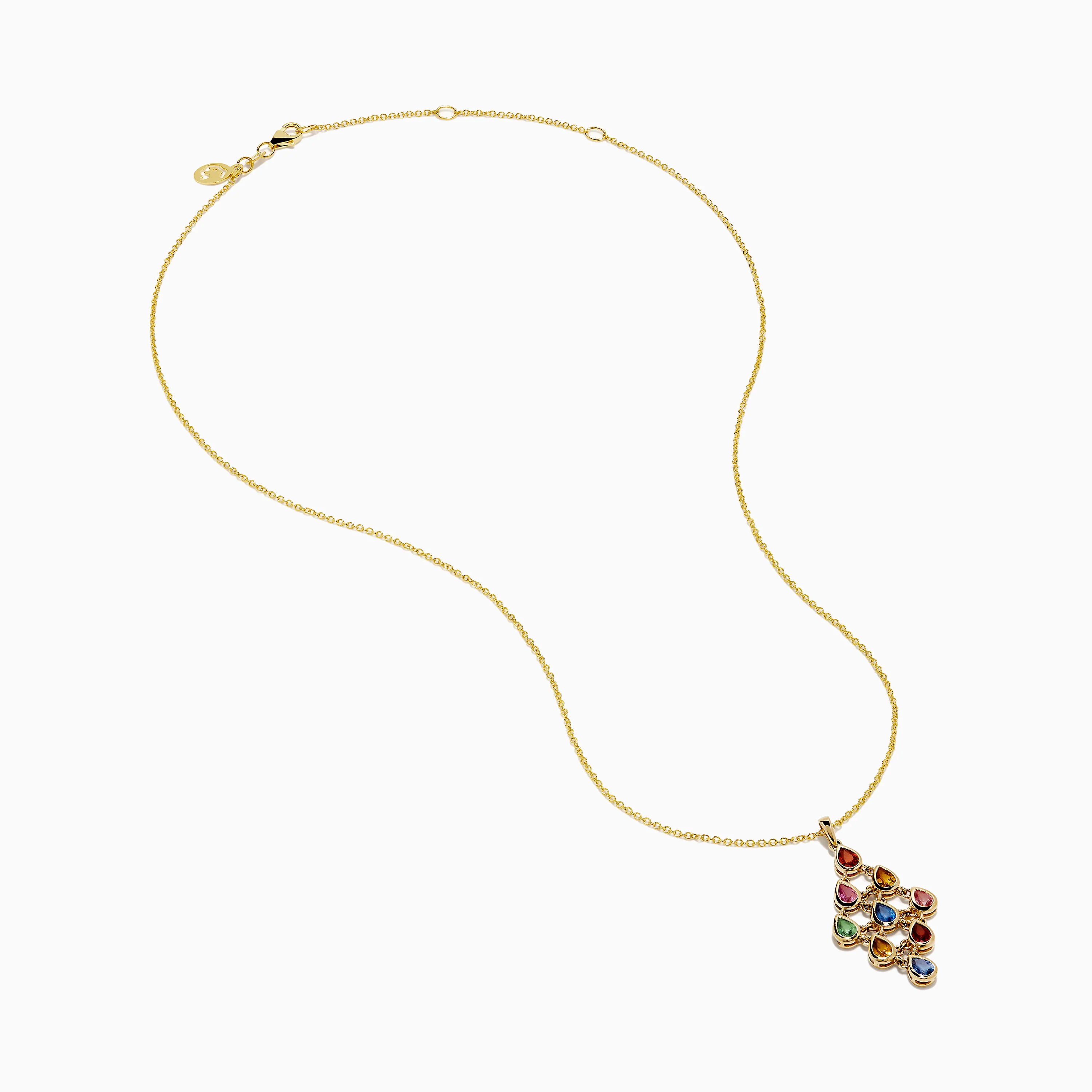 Watercolors 14K Yellow Gold Multi Sapphire Chandelier Pendant - Image 2