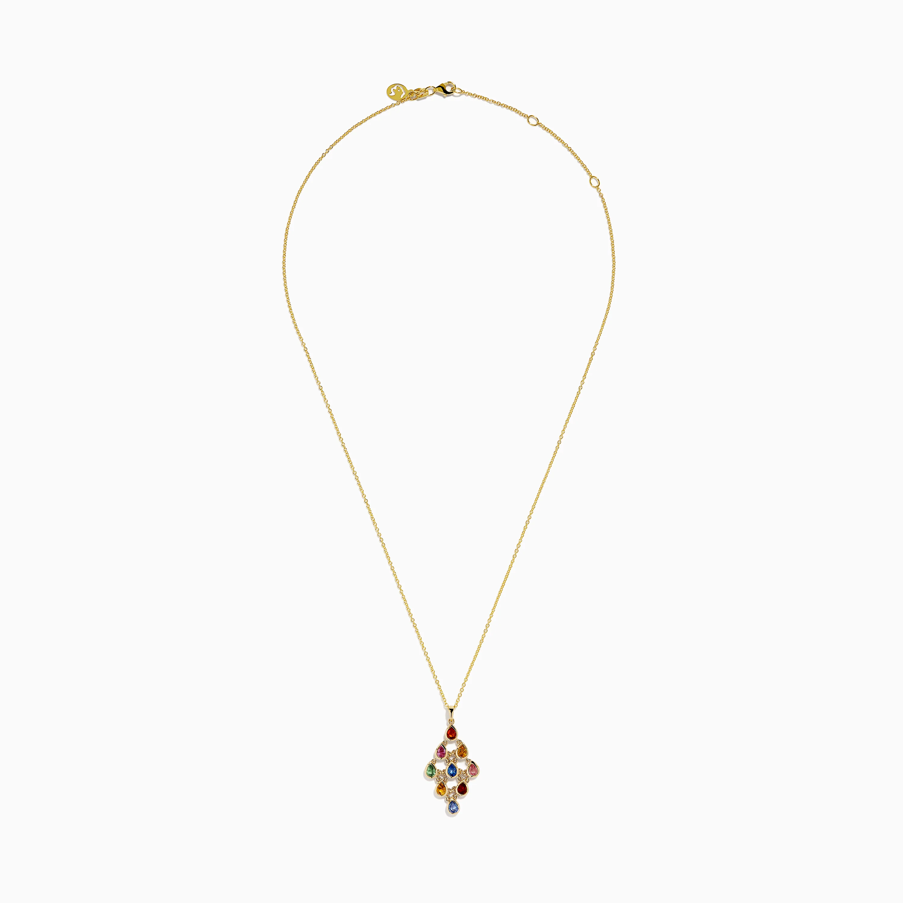 Watercolors 14K Yellow Gold Multi Sapphire Chandelier Pendant - Image 3