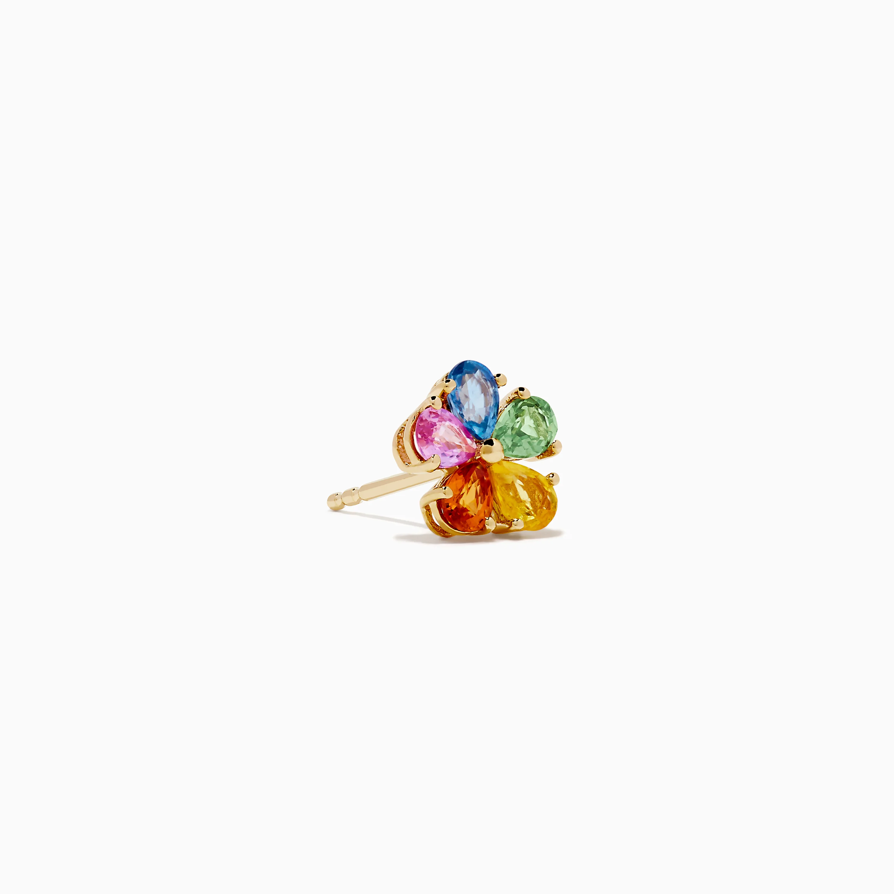 Watercolors 14K Yellow Gold Multi Sapphire Floral Stud Earrings - Image 3