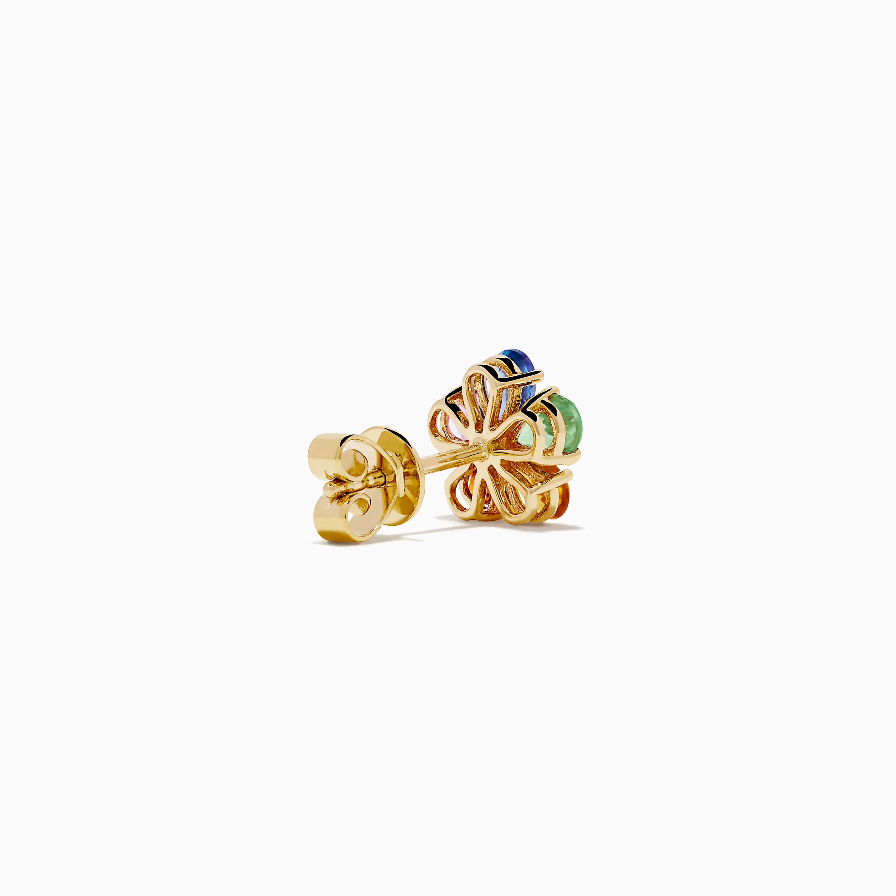 Watercolors 14K Yellow Gold Multi Sapphire Floral Stud Earrings - Image 4