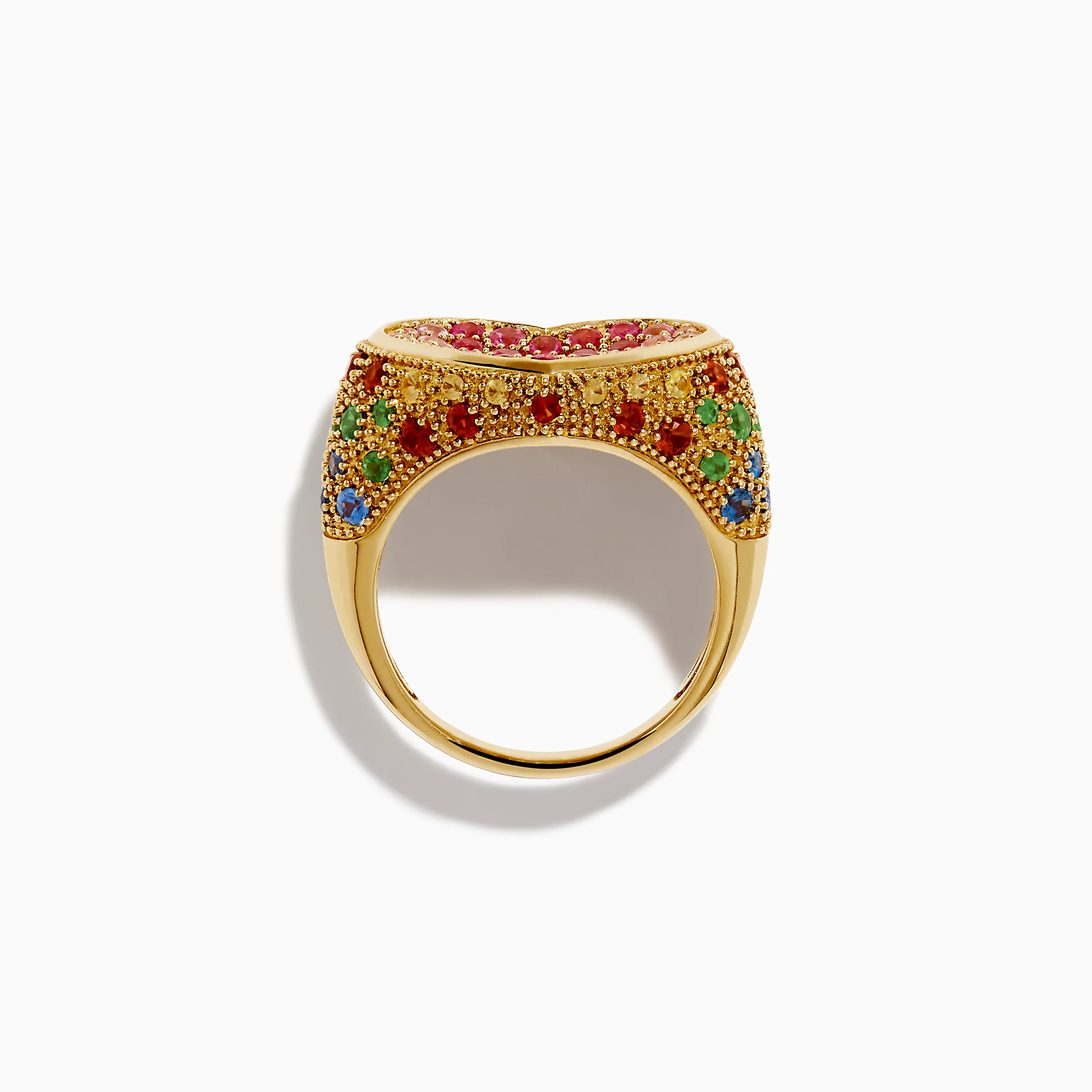 Watercolors 14K Yellow Gold Multi Sapphire Heart Ring - Image 3