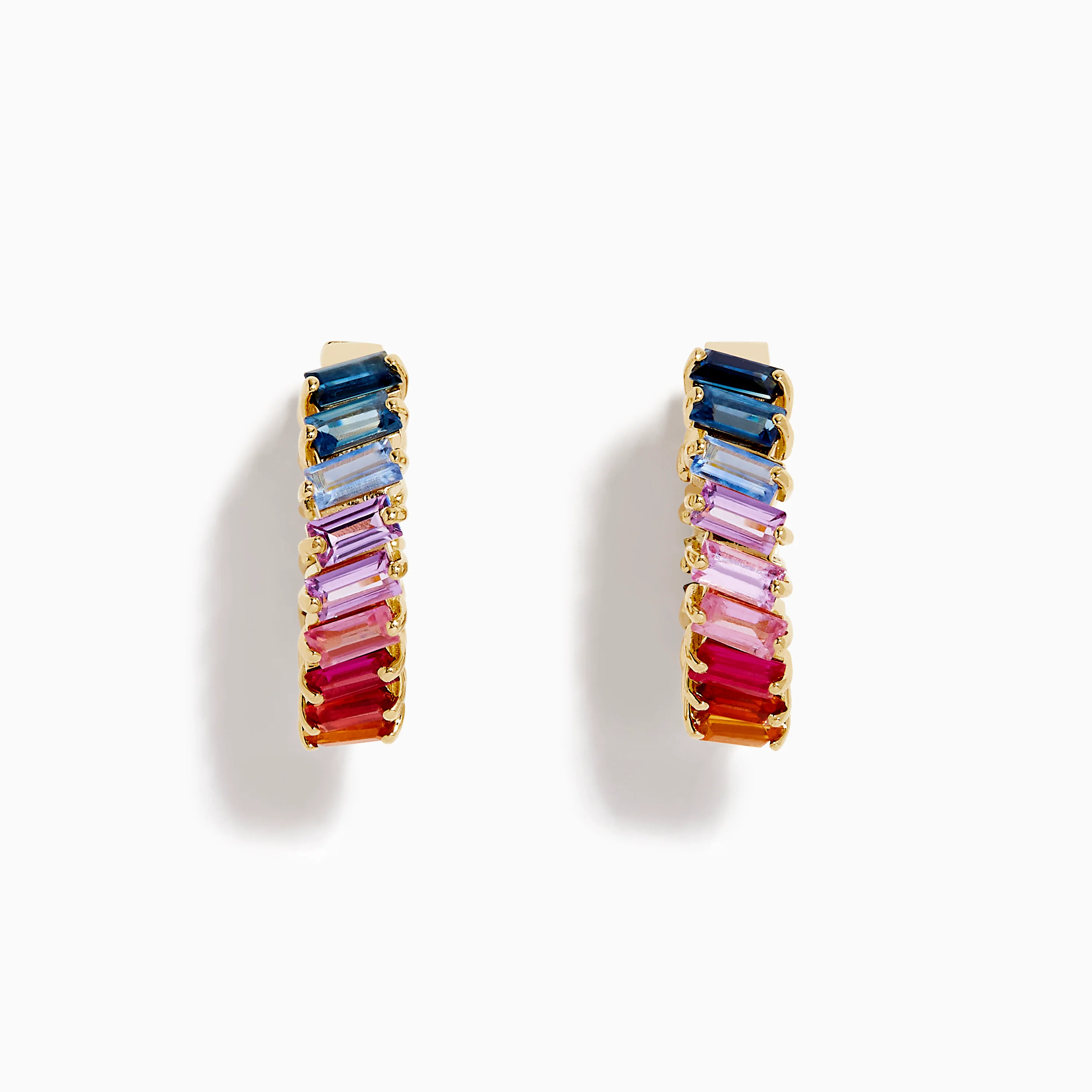 Watercolors 14K Yellow Gold Multi Sapphire Inside-Out Hoop Earrings