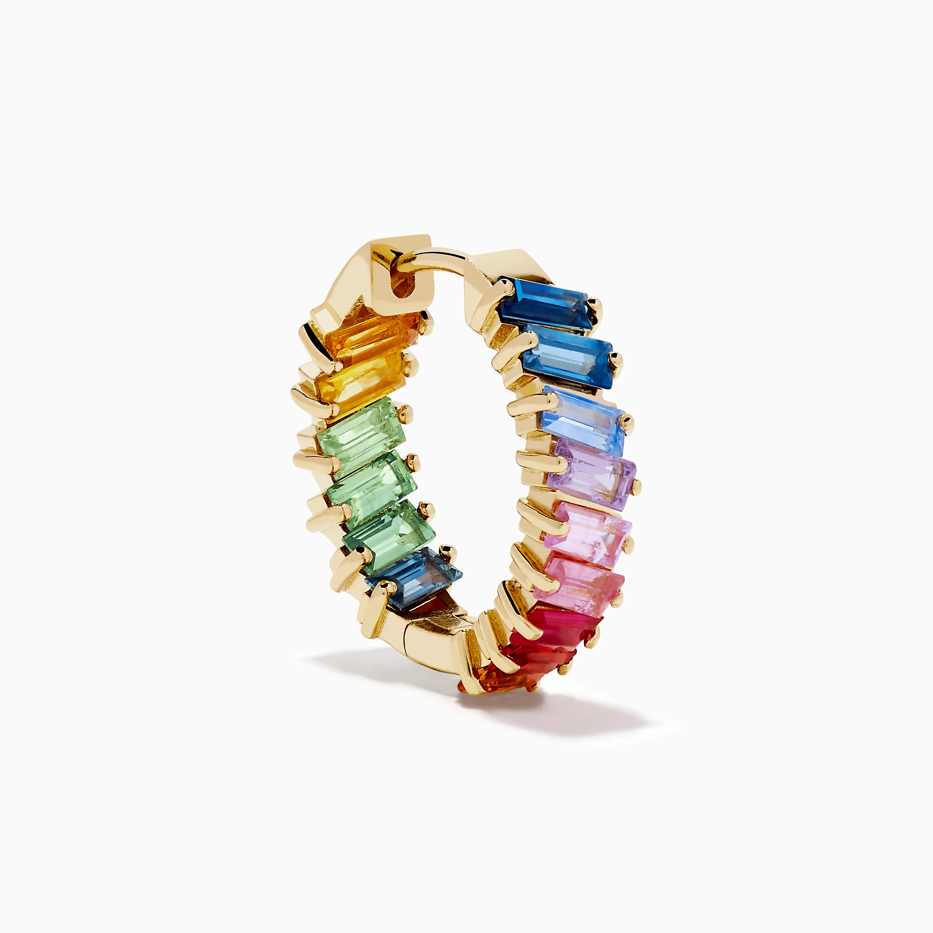 Watercolors 14K Yellow Gold Multi Sapphire Inside-Out Hoop Earrings - Image 3