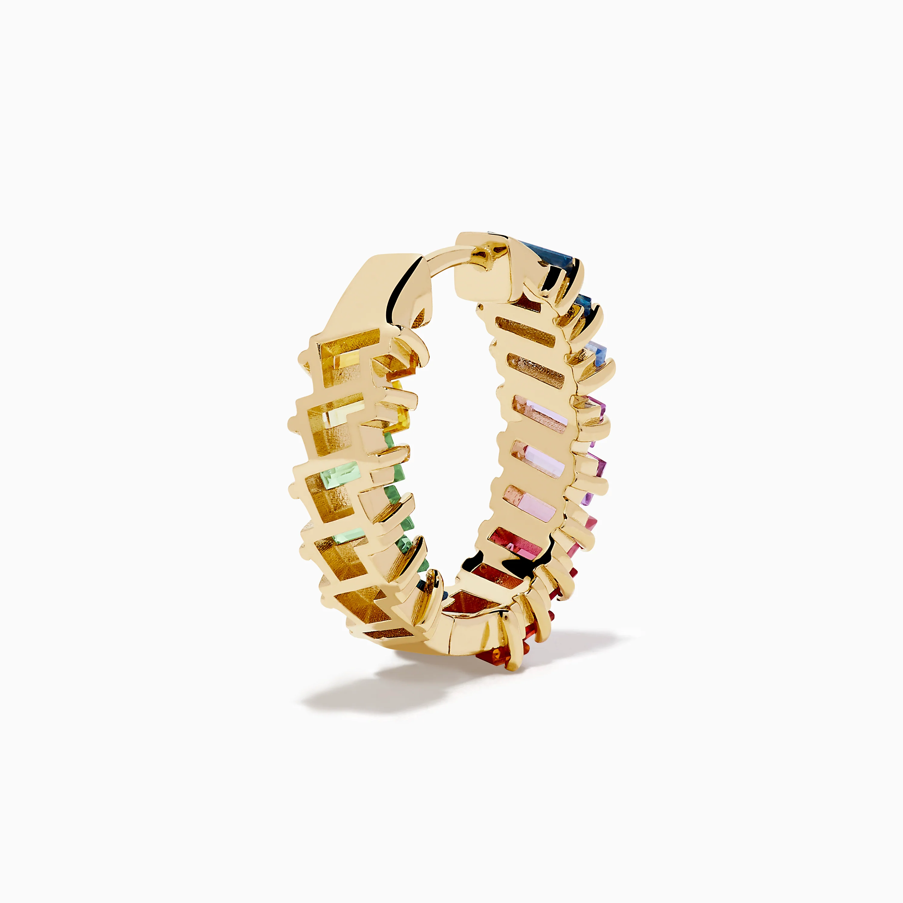 Watercolors 14K Yellow Gold Multi Sapphire Inside-Out Hoop Earrings - Image 4