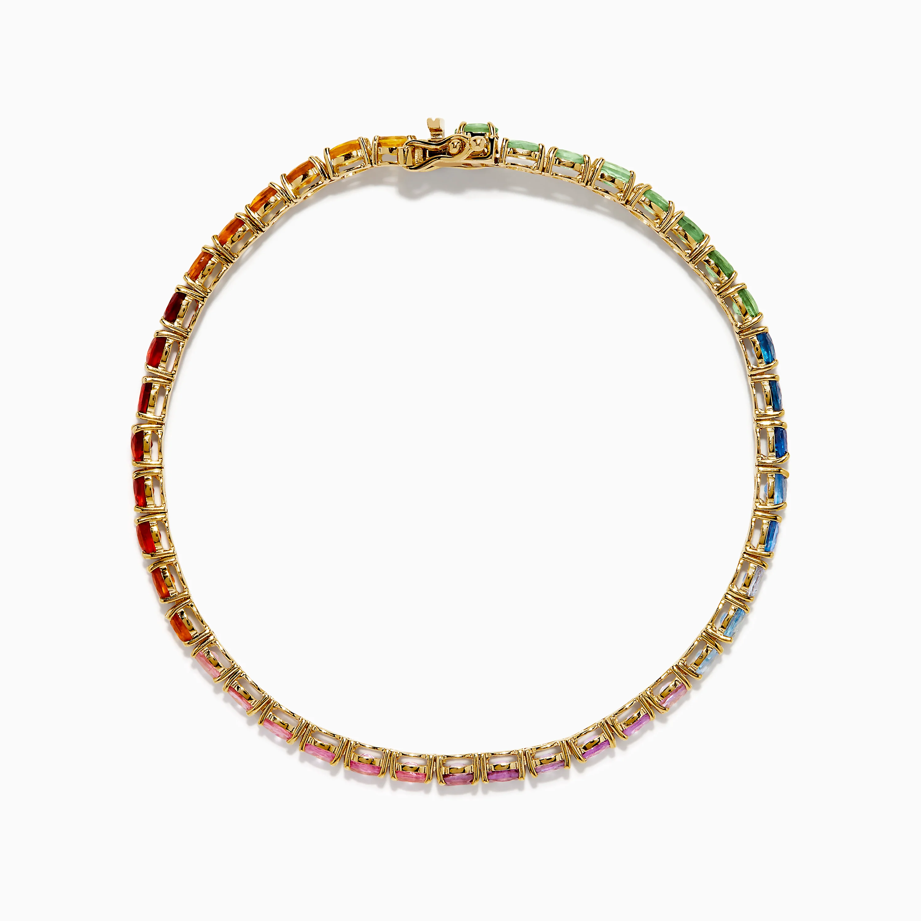 Watercolors 14K Yellow Gold Multi Sapphire Oval Tennis Bracelet - Image 3