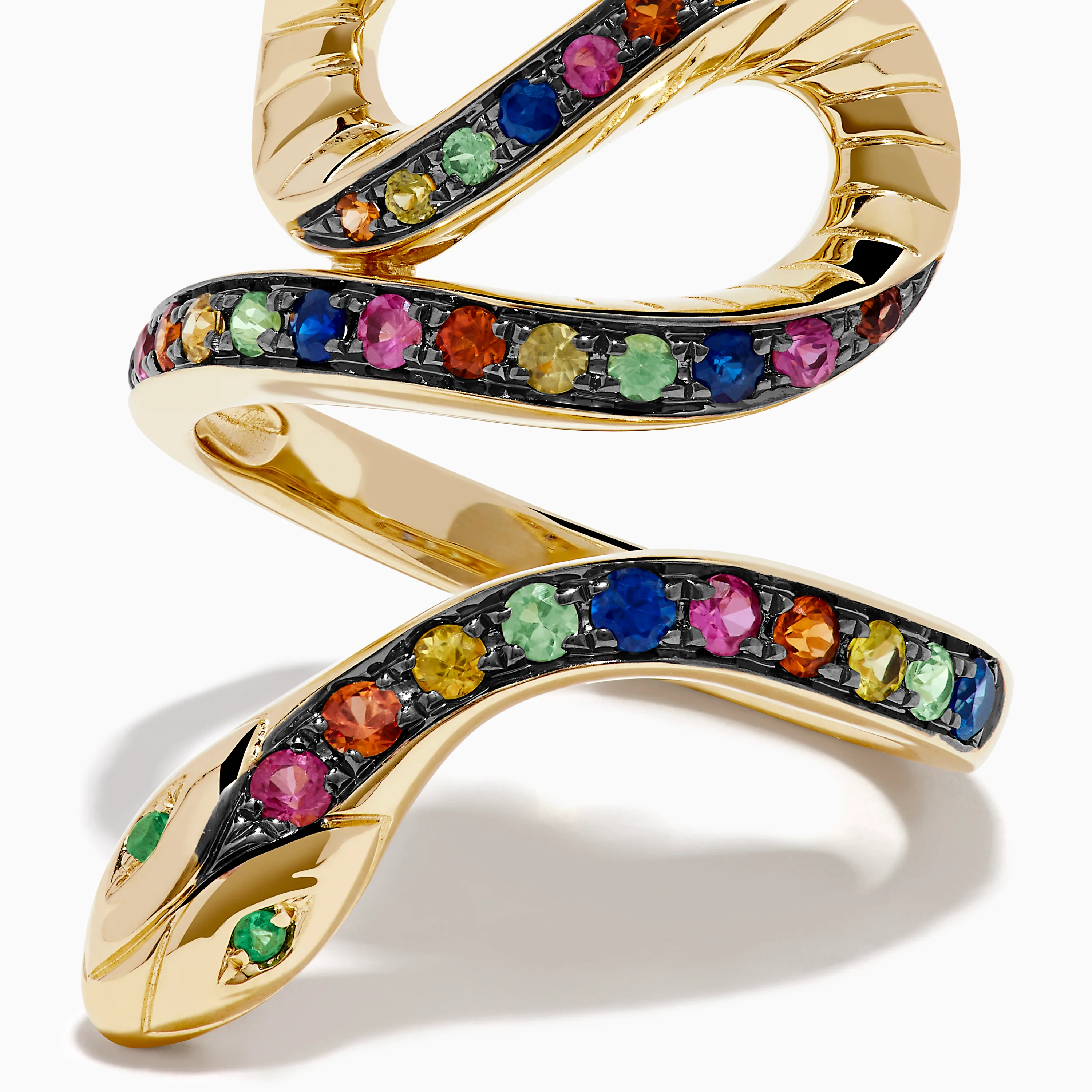 Watercolors 14K Yellow Gold Multi Sapphire Snake Ring - Image 2