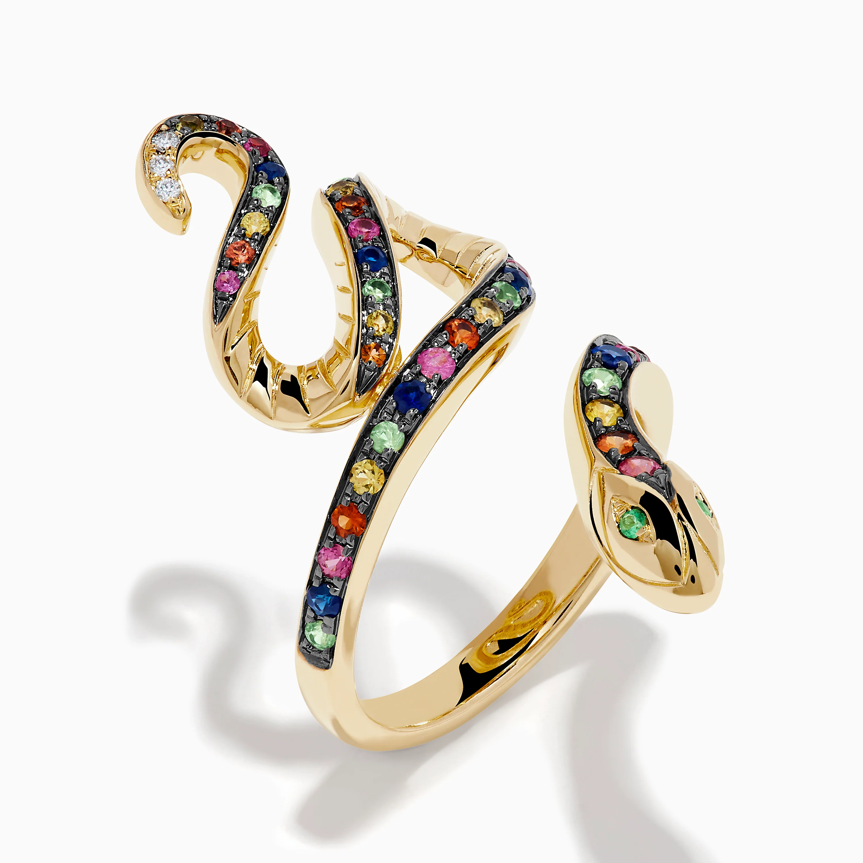 Watercolors 14K Yellow Gold Multi Sapphire Snake Ring - Image 4